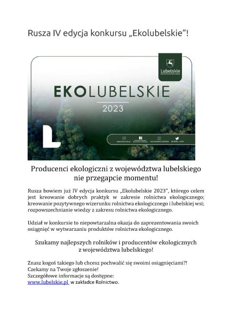 Rusza IV edycja konkursu "Ekolubelskie".