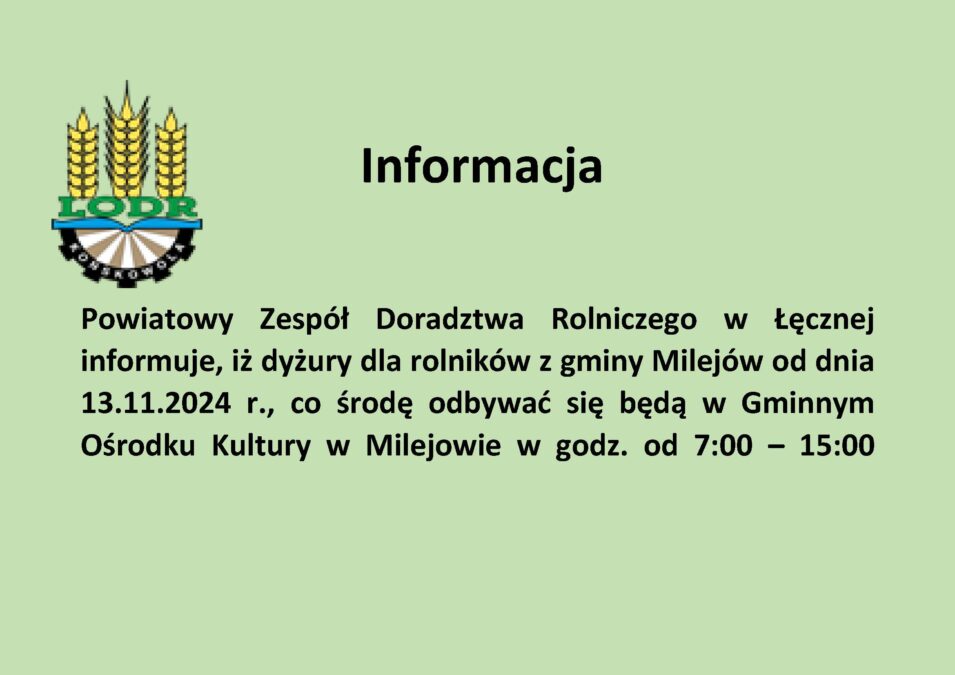 Informacja o dyżurach