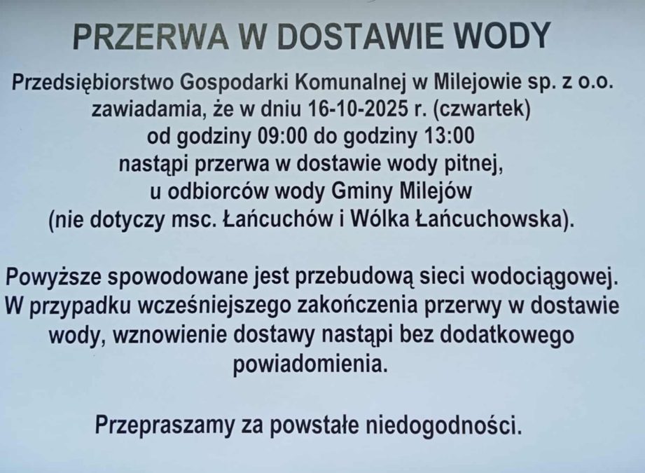 Przerwa w dostawie wody